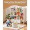 Kids Toy Storage Organizer with 11 Compartments 4 Drawers and Top Shelf Wooden Playroom Cabinet with Anti Tip Safety Kit